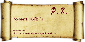 Ponert Kán névjegykártya